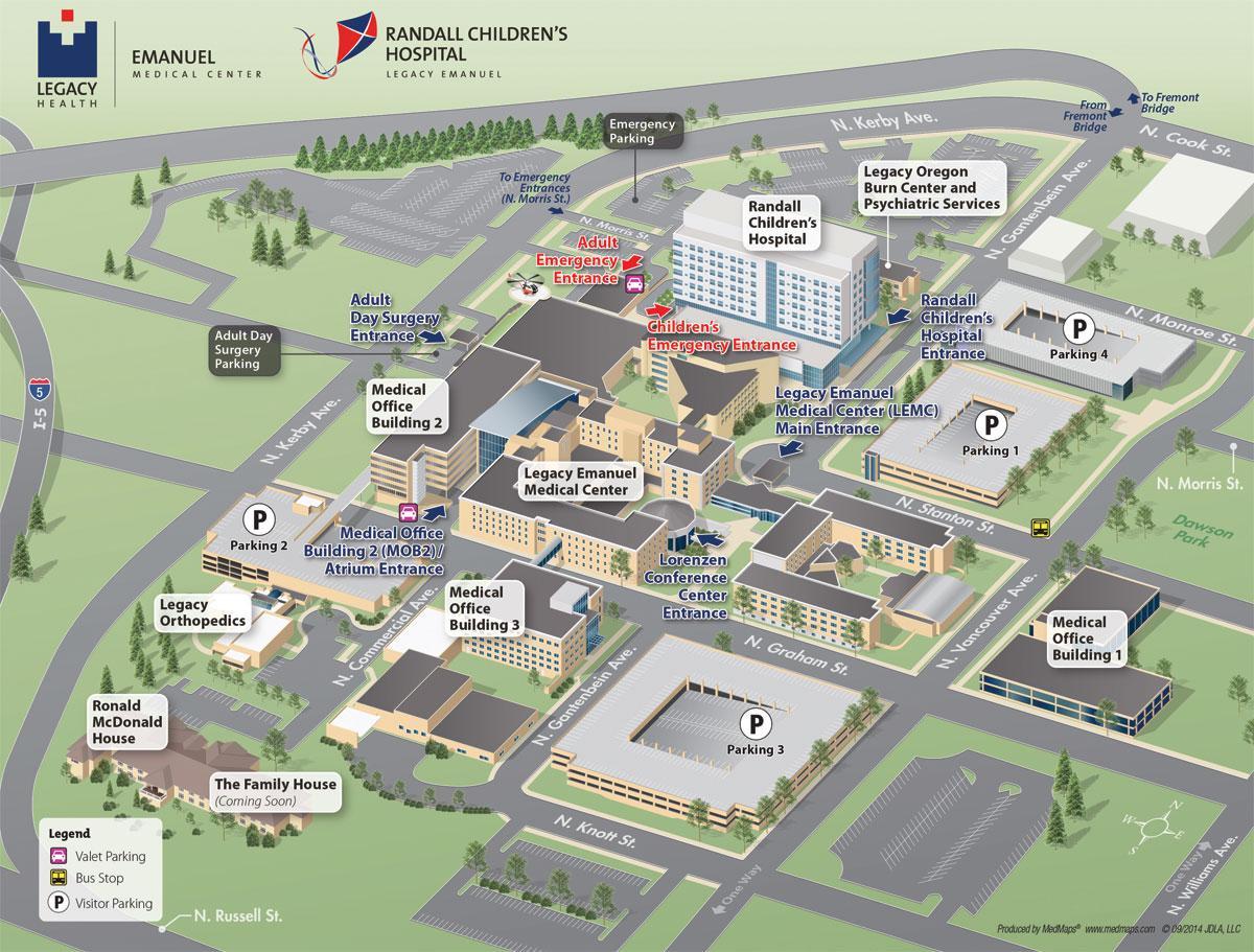 Legacy Emanuel nemocnice mapu