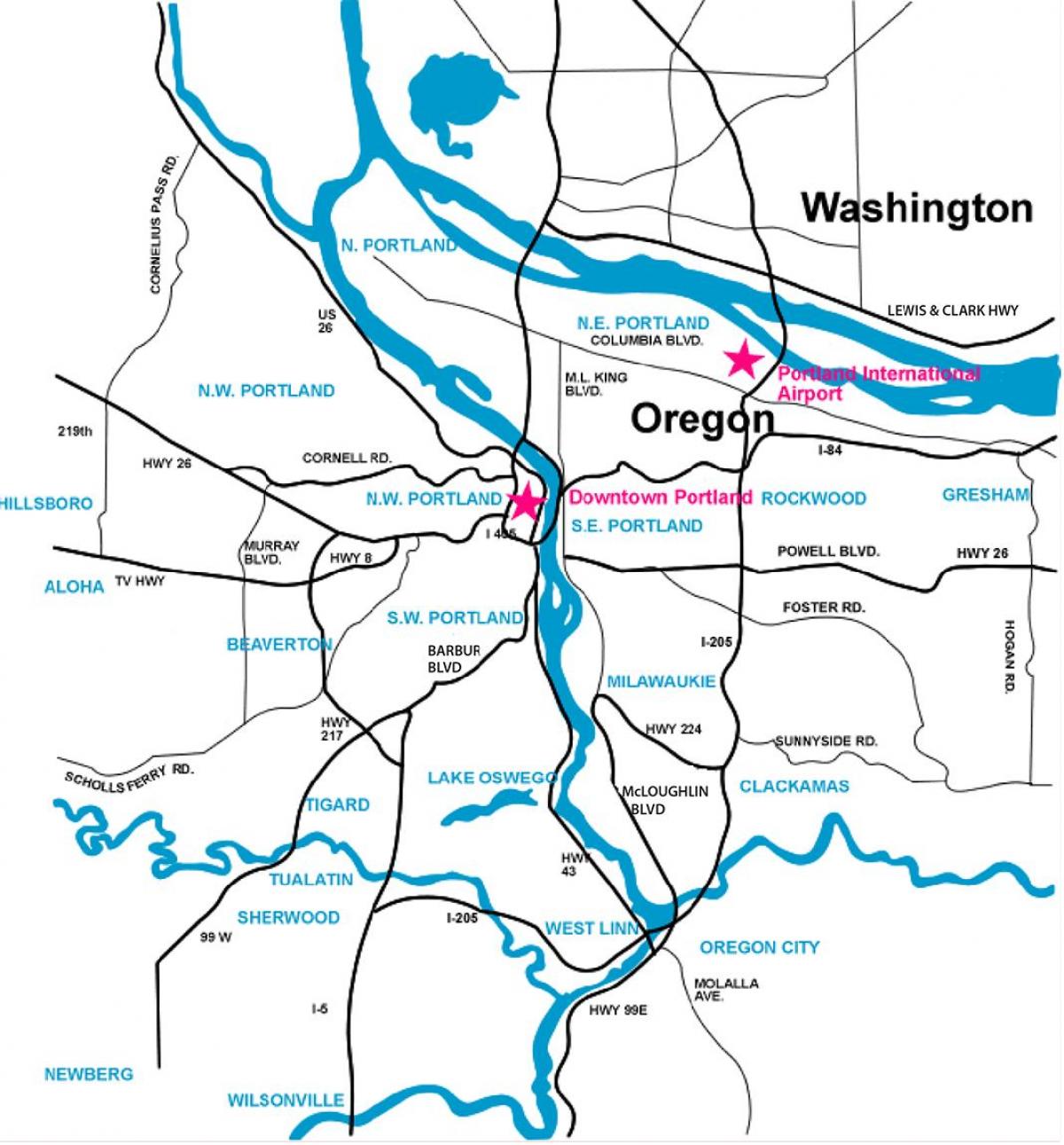 Portland oblasť mapu