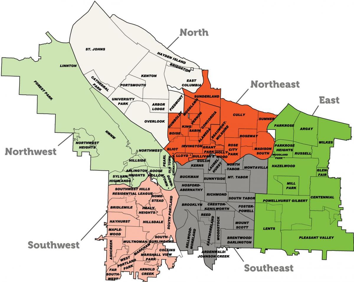 Portland predmestí mapu