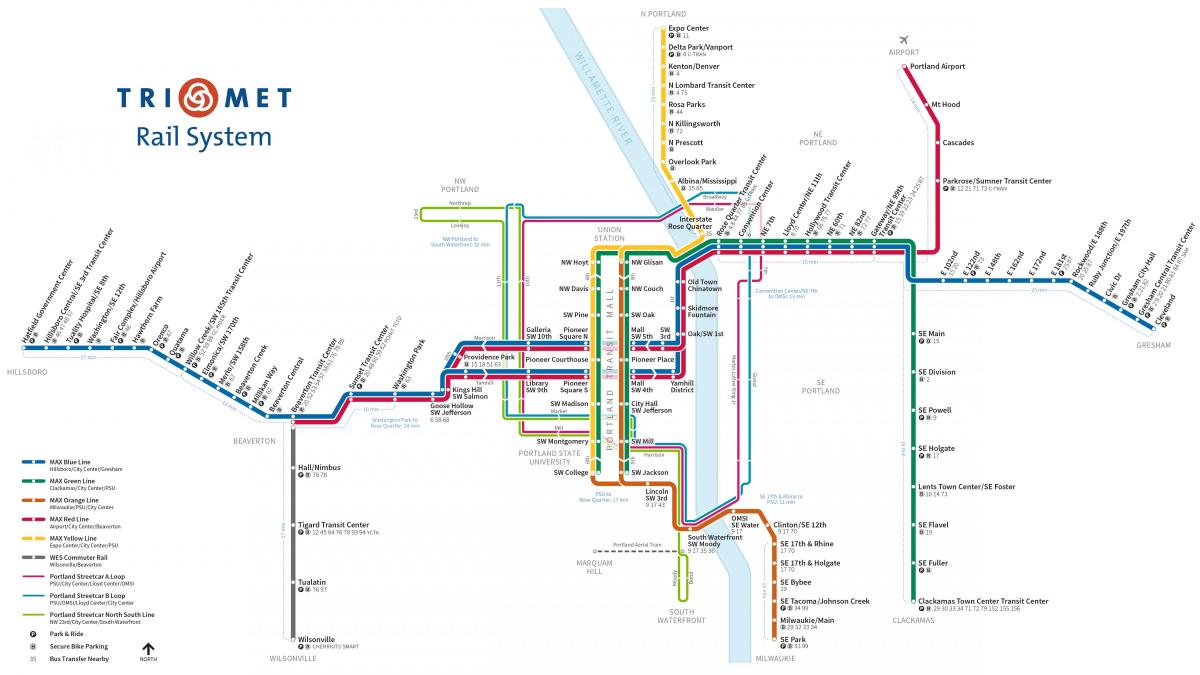 Portland Max light rail mapu