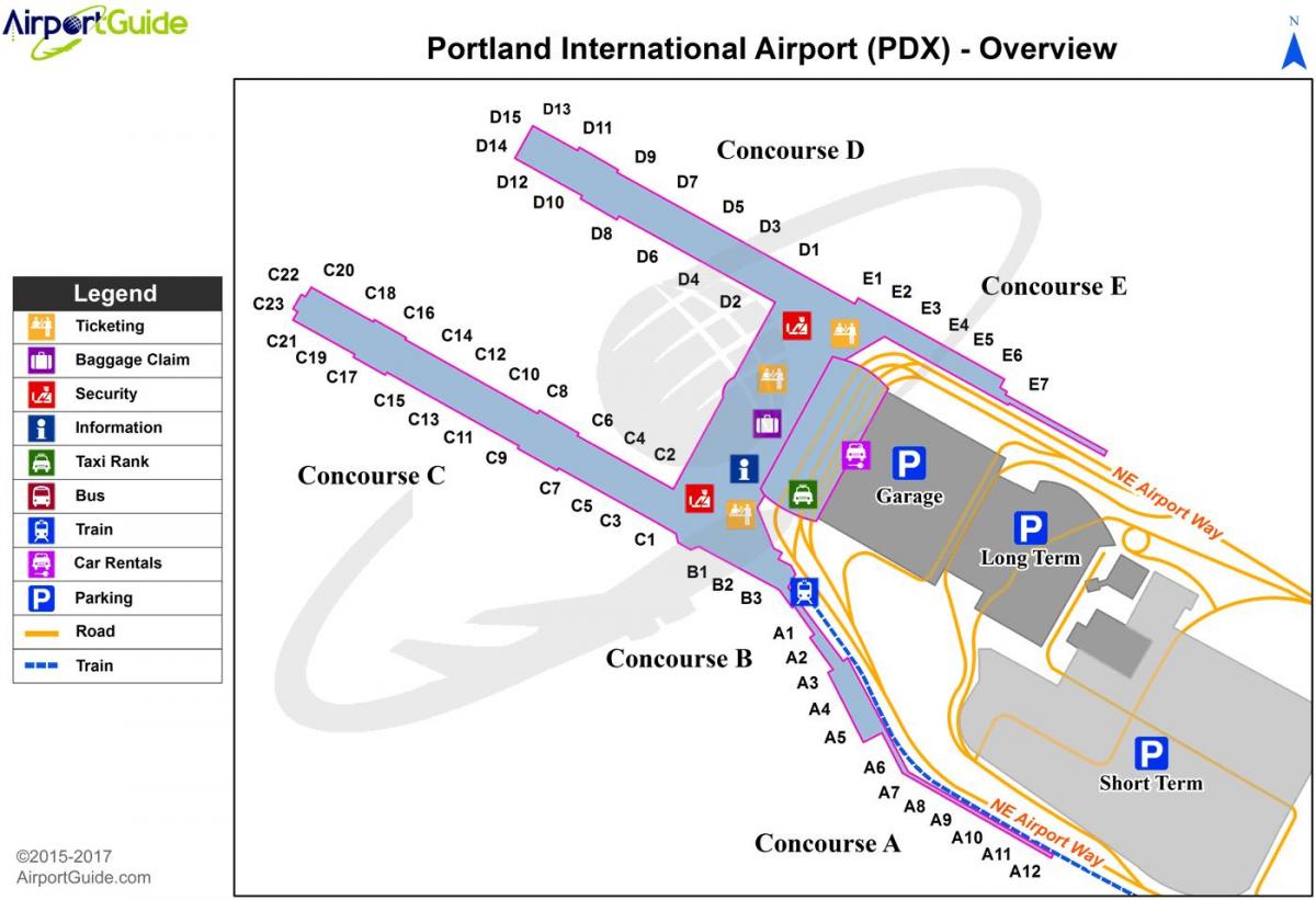 mapa medzinárodné letisko Portland