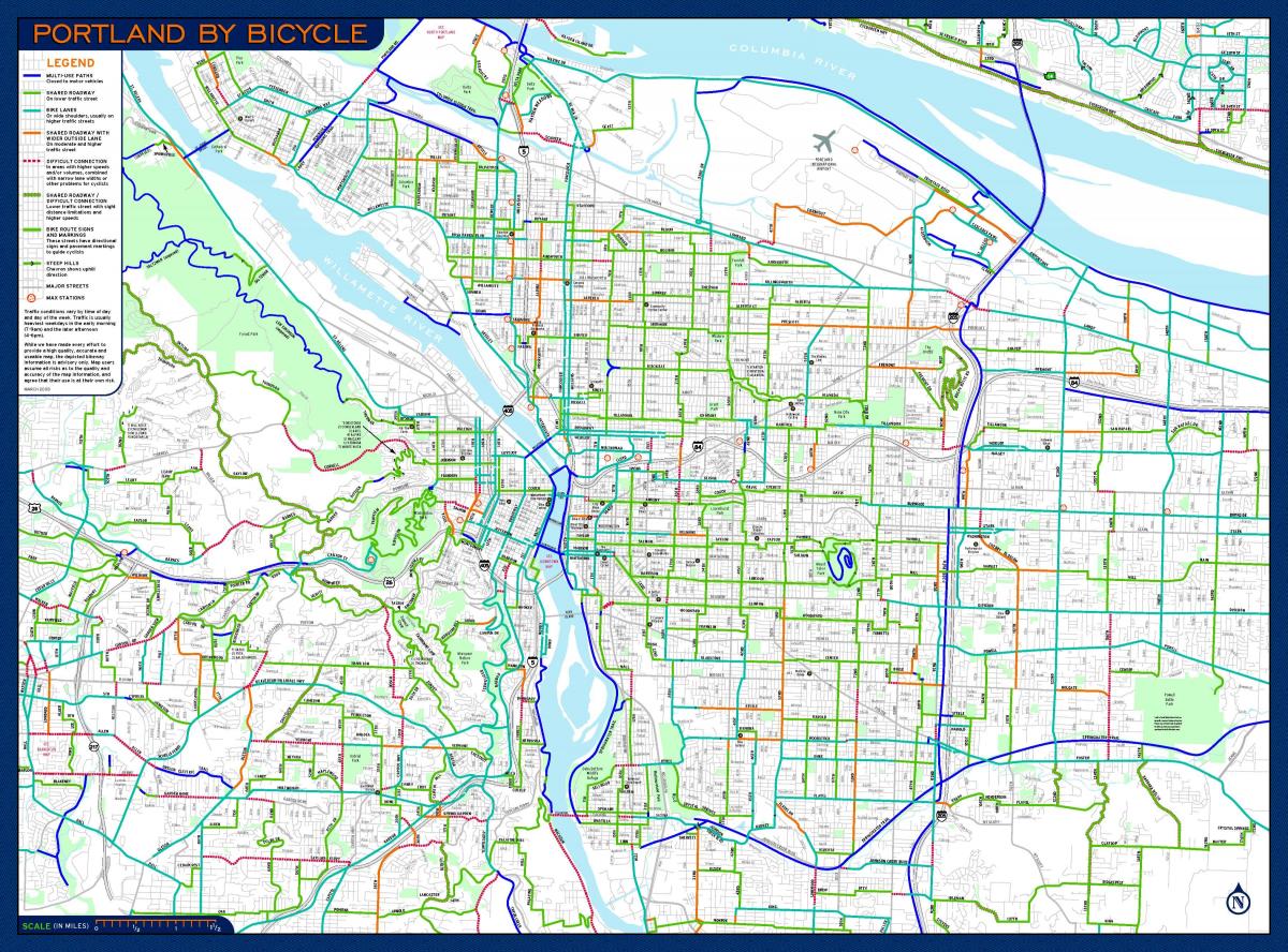 bicykel Portland mapu
