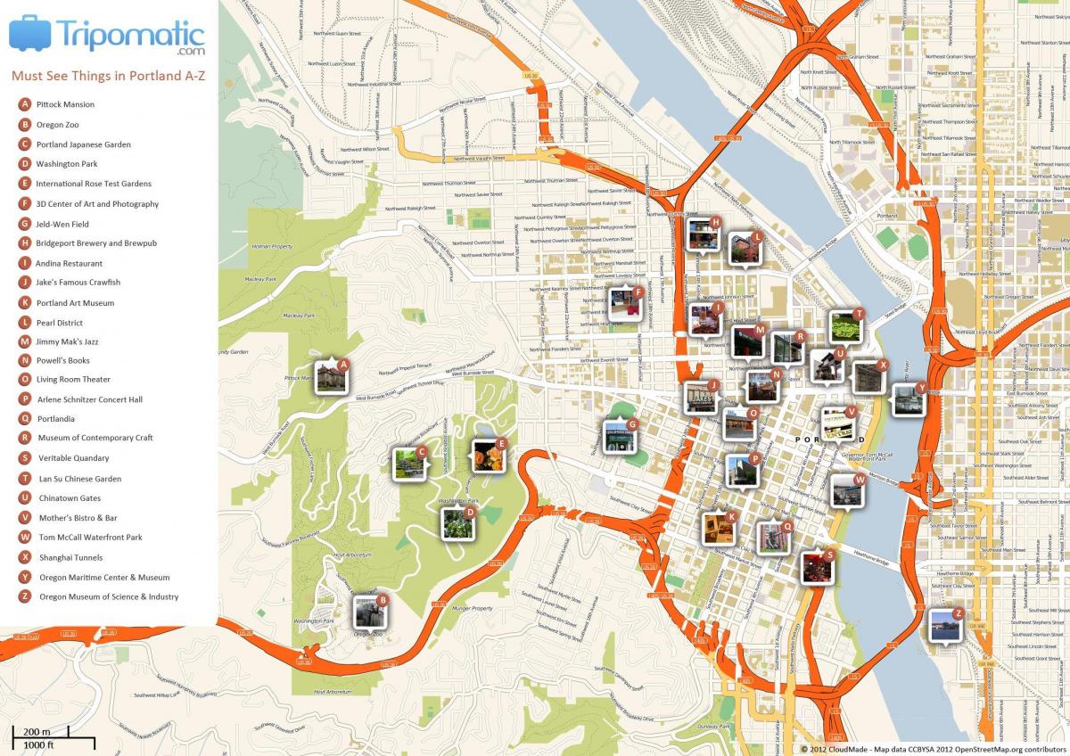Portland pešej mapu