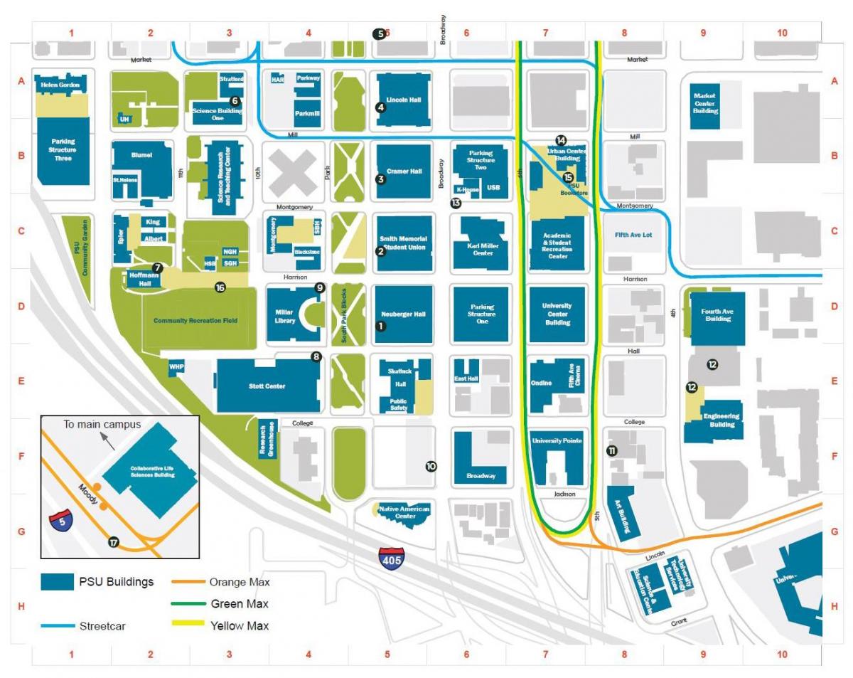 mapa PSU budovy