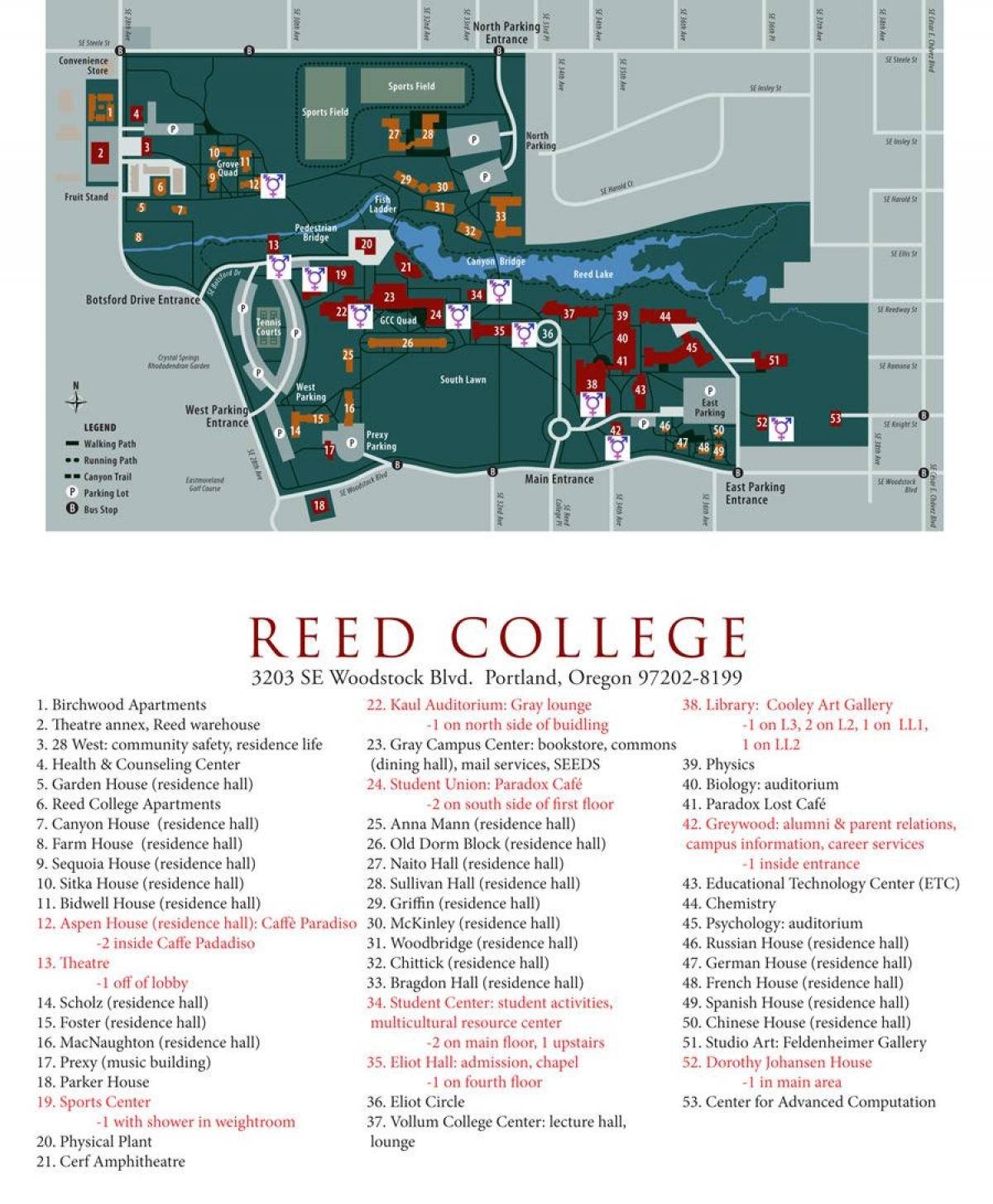 mapa z reed College
