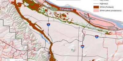 Portland Oregon povodňové mapy